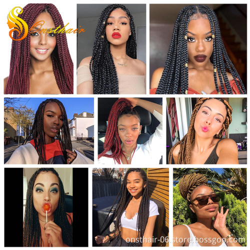 Pre Stretched Braiding Hair Extensions Easy Crochet Braid Hair Bundle Yaki Straight Ombre Soku Synthetic Jumbo Box Braids >=60%